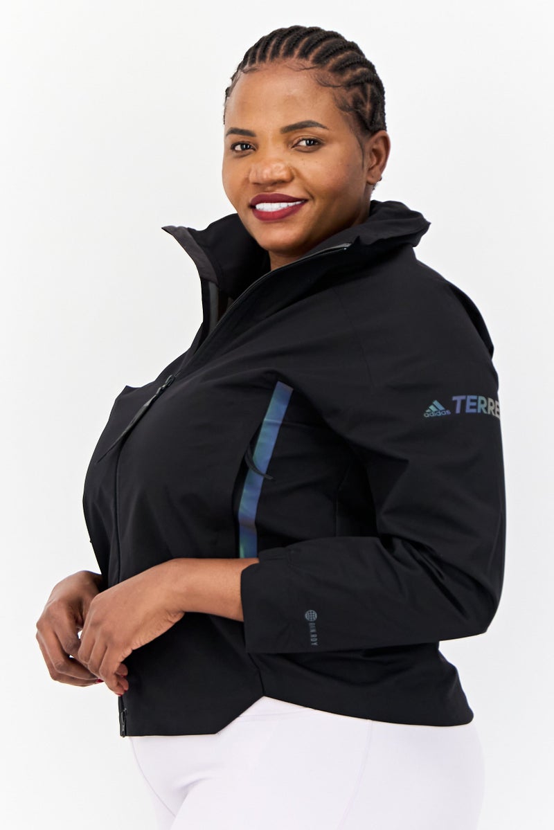 Adidas جاكيت خارجي طويل الأكمام للنساء، رياضي، أسود - Image 4